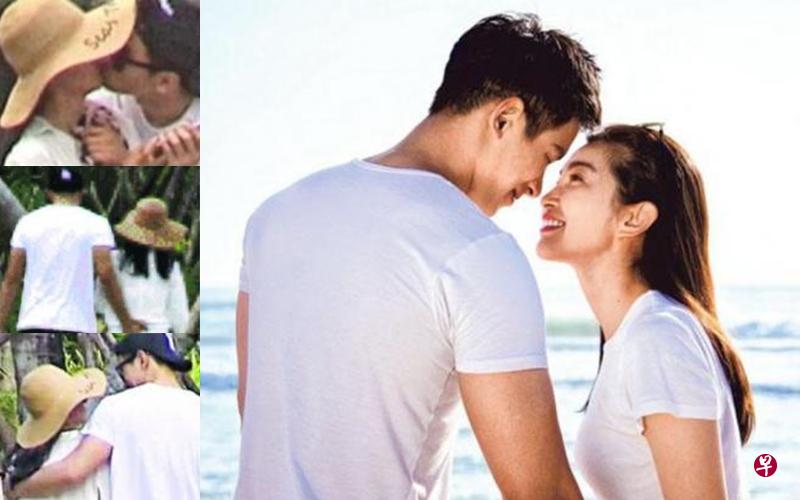 李冰冰与男友漫步沙滩,互动亲密.(全明星探图)