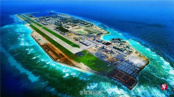 发布中国南沙群岛(新加坡称斯普拉特里群岛)的永暑岛的高清全景图片
